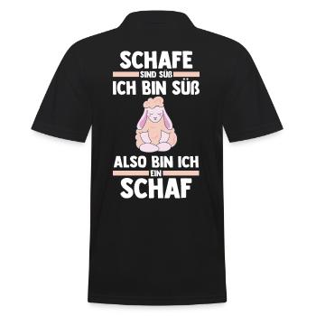 Landwirt Schäfer Bauernhof Schafe - Männer Poloshirt - Schwarz - Hinten - Kai (181cm)