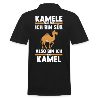 Kamel - Männer Poloshirt - Schwarz - Hinten - Kai (181cm)