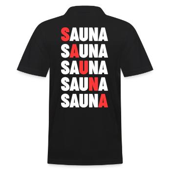 Wellness Saunagänger Saunieren Saunierer Sauna - Männer Poloshirt - Schwarz - Hinten - Kai (181cm)
