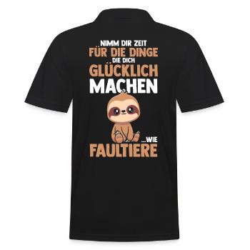 Faultier - Männer Poloshirt - Schwarz - Hinten - Kai (181cm)