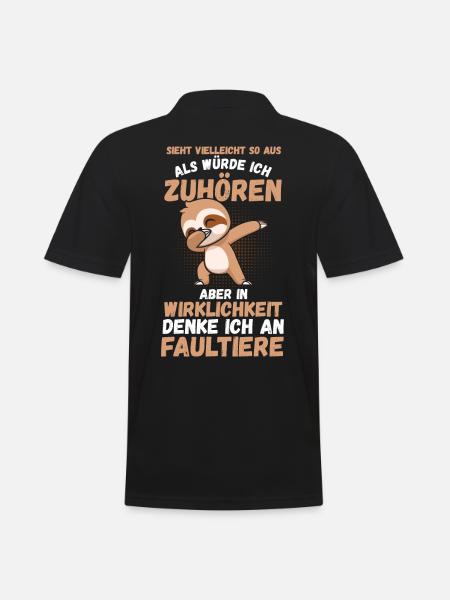 Faultier - Männer Poloshirt - Schwarz