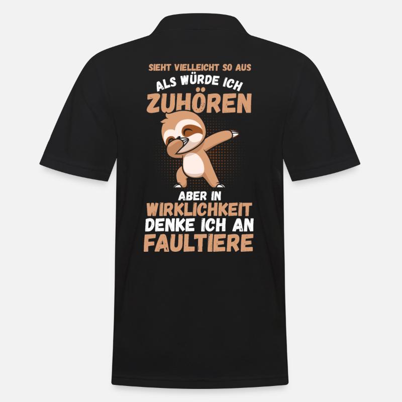 Faultier - Männer Poloshirt - Schwarz