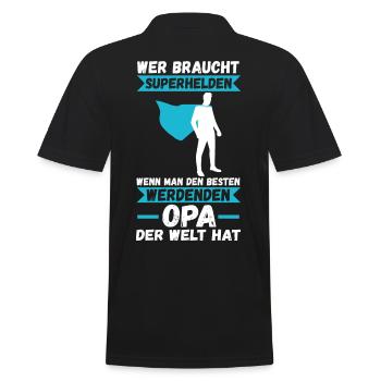 Werdender Großvater Opa - Männer Poloshirt - Schwarz - Hinten - Kai (181cm)