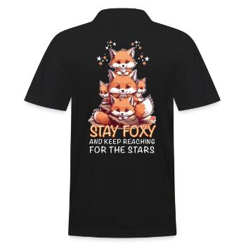 Niedliche Füchse Stay Foxy - Männer Poloshirt - Schwarz - Hinten - Kai (181cm)