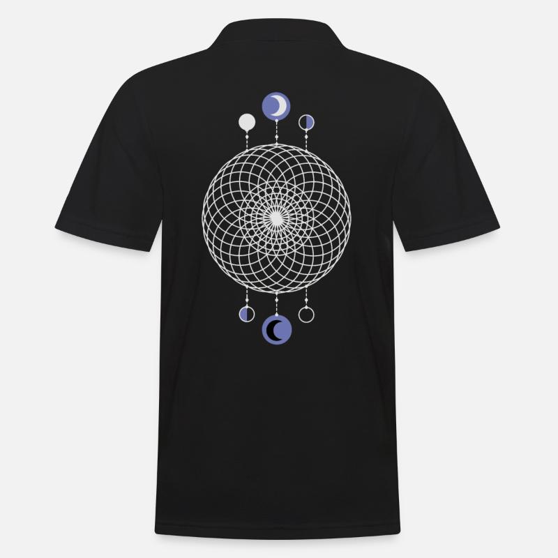 Geometrisches Muster Mondphasen - Männer Poloshirt - Schwarz