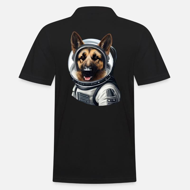 Schäferhund Astronaut - Männer Poloshirt - Schwarz
