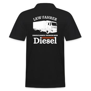 LKW Fahrer - Essen Fleisch Trinken Bier ... - Männer Poloshirt - Schwarz - Hinten - Kai (181cm)