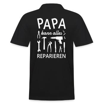 Papa kann alles reparieren Werkzeug Heimwerker - Männer Poloshirt - Schwarz - Hinten - Kai (181cm)