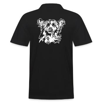 POWDERPUFF Chinese Crested Dog Portrait Wilsigns - Männer Poloshirt - Schwarz - Hinten - Kai (181cm)