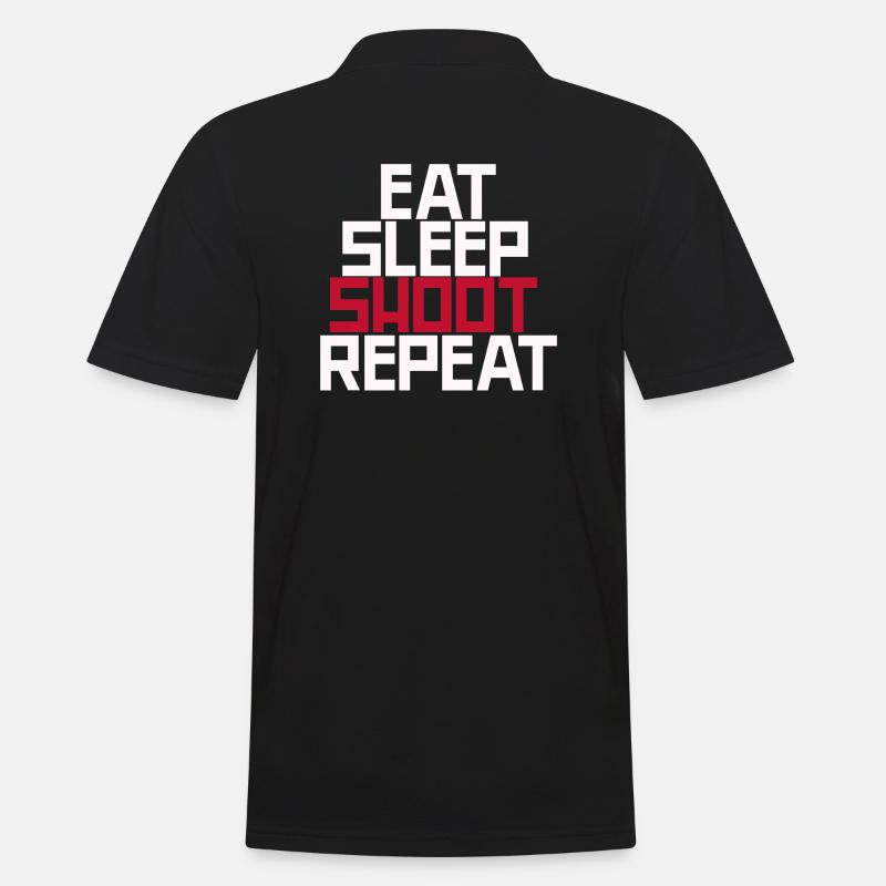 Eat Sleep Shoot Repeat - Männer Poloshirt - Schwarz