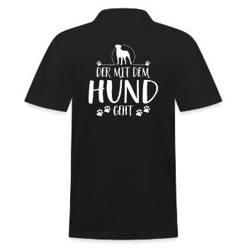 Der mit dem Hund geht Hundespruch Hunde - Männer Poloshirt - Schwarz - Hinten - Kai (181cm)