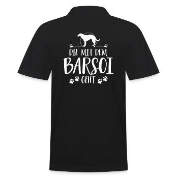 DIE MIT BARSOI GEHT Hunde Hundespruch Wilsigns - Männer Poloshirt - Schwarz - Hinten - Kai (181cm)