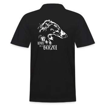BARSOI loved by a BORZOI Hundespruch Wilsigns - Männer Poloshirt - Schwarz - Hinten - Kai (181cm)
