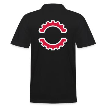 EBM Logo 5 (Vektor) - Männer Poloshirt - Schwarz - Hinten - Kai (181cm)
