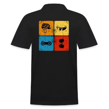 MTB mountain biker bike chain retro dirtbike - Men's Polo Shirt - black - Back - Kai (181cm)