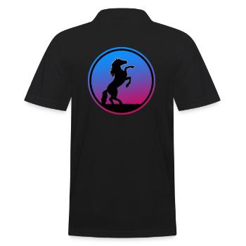 Pferd Springreiter Springpferd Galopp Pferdestall - Männer Poloshirt - Schwarz - Hinten - Kai (181cm)