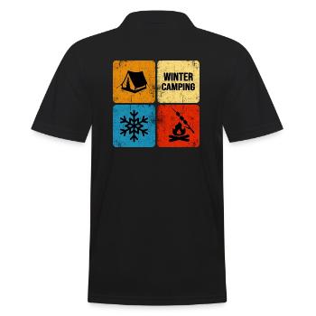 winter camping winter camping snow bivouac - Men's Polo Shirt - black - Back - Kai (181cm)