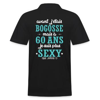 60 ans humour drôles anniversaire 60 ans - Polo Homme - noir - Dos - Kai (181cm)