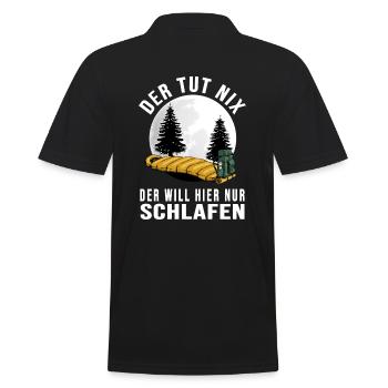 biwak bushcraft outdoor shelter wildlife - Männer Poloshirt - Schwarz - Hinten - Kai (181cm)