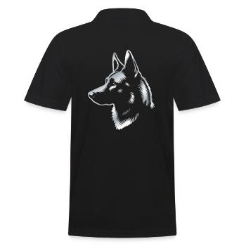 Malinois, tête de chien, dessin argentique - Polo Homme - noir - Dos - Kai (181cm)