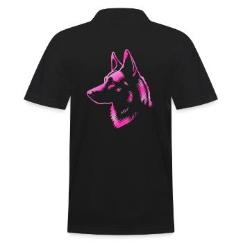 Malinois, tête de chien, dessin rose - Polo Homme - noir - Dos - Kai (181cm)