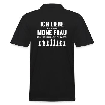 Ich liebe es wenn Frau mich Schach spielen lässt - Männer Poloshirt - Schwarz - Hinten - Kai (181cm)