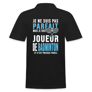 joueur de badminton cadeau humour badminton - Polo Homme - noir - Dos - Kai (181cm)