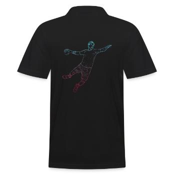 handball handballspieler handballer - Männer Poloshirt - Schwarz - Hinten - Kai (181cm)