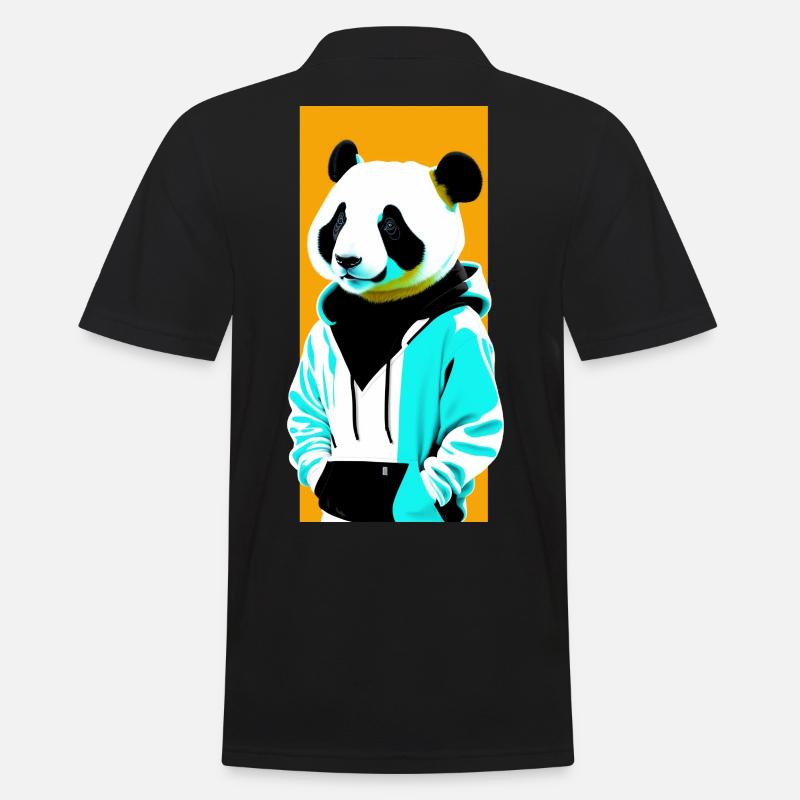 Panda en sweat à capuche - Polo Homme - noir