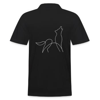 Line Art Wolf - Men's Polo Shirt - black - Back - Kai (181cm)