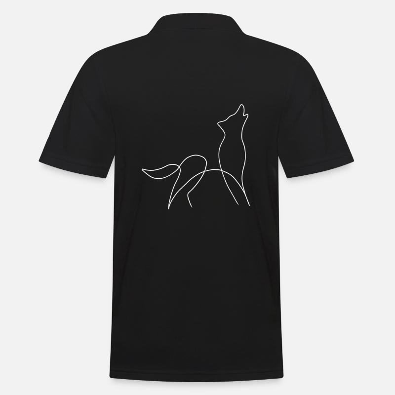 Line Art Wolf - Männer Poloshirt - Schwarz