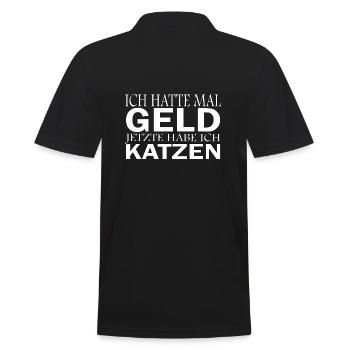 Ich hatte mal Geld, jetzt Katzen - Männer Poloshirt - Schwarz - Hinten - Kai (181cm)