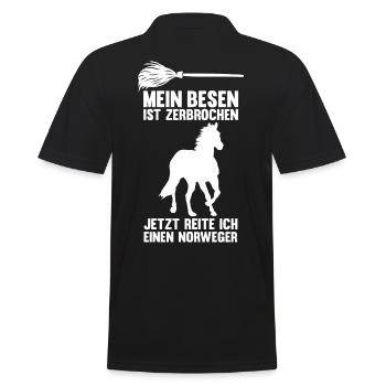 Pferd Reitsport Reiten Pferdesport Norweger - Männer Poloshirt - Schwarz - Hinten - Kai (181cm)