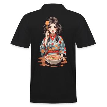 Ramen Anime Girl Aesthetics Manga Art Design - Men's Polo Shirt - black - Back - Kai (181cm)