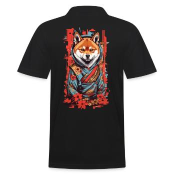 Shiba esthétique rétro Japon chiens Popart Design - Polo Homme - noir - Dos - Kai (181cm)