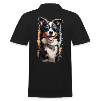 Border Collie Popart Style chien oeuvre - Polo Homme - noir - Dos - Kai (181cm)
