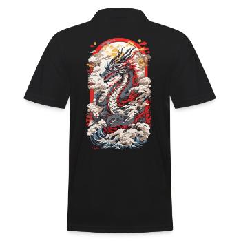 Japan Drachen Ukiyo-E Retro Kunst Design - Männer Poloshirt - Schwarz - Hinten - Kai (181cm)