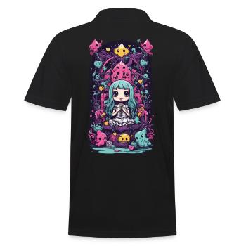 Kawaii Chibi Demons Queen E-girl Goth Art - Men's Polo Shirt - black - Back - Kai (181cm)