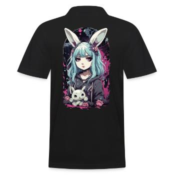 Kawaii Anime Bunny Goth Girl Manga Chic - Polo Homme - noir - Dos - Kai (181cm)