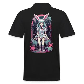 Kawaii gothique lapin Anime Pastel Kemonomimi Design - Polo Homme - noir - Dos - Kai (181cm)