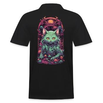 Unterwelt Katze Dämon Wächter Halloween Magie - Männer Poloshirt - Schwarz - Hinten - Kai (181cm)
