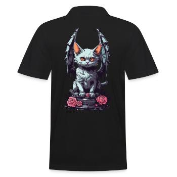 Chat sombre démon Pastel Goth Roses Design - Polo Homme - noir - Dos - Kai (181cm)