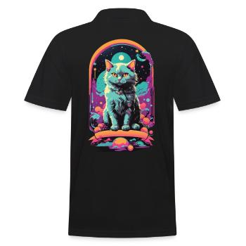 Gothic Pastel Katzen Magische Nacht Design - Männer Poloshirt - Schwarz - Hinten - Kai (181cm)