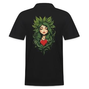 Herz Pflanzenliebe Tattoo Aesthetic Design - Männer Poloshirt - Schwarz - Hinten - Kai (181cm)
