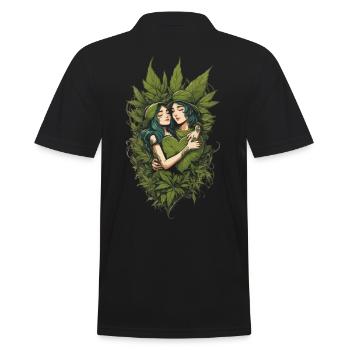 Nature-loving couple of plants streetwear design - Men's Polo Shirt - black - Back - Kai (181cm)