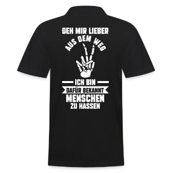 Geh Mir Lieber Aus Dem Weg Ich Hasse Menschen Katz - Männer Poloshirt - Schwarz - Hinten - Kai (181cm)