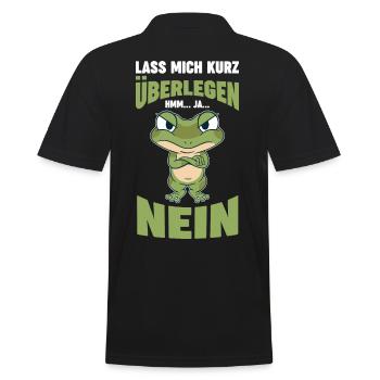 Lass mich kurz überlegen NEIN - Männer Poloshirt - Schwarz - Hinten - Kai (181cm)