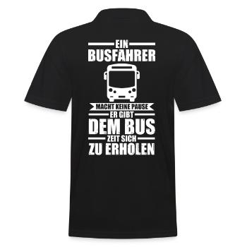 Bus Busfahrer - Männer Poloshirt - Schwarz - Hinten - Kai (181cm)