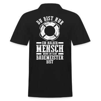 Rettungsschwimmer Bademeister - Männer Poloshirt - Schwarz - Hinten - Kai (181cm)