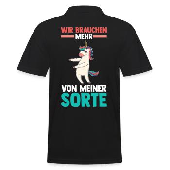 Einhorn Wir brauchen mehr von meiner Sorte - Männer Poloshirt - Schwarz - Hinten - Kai (181cm)